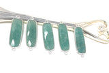 Amazonite Gemstone Bar Connector, Silver Bezel Briolette Connectors, Jewelry Supplies for Jewelry Making, Wholesale Jewelry Findings, 1 Pc