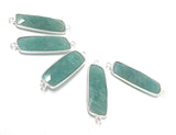 Amazonite Gemstone Bar Connector, Silver Bezel Briolette Connectors, Jewelry Supplies for Jewelry Making, Wholesale Jewelry Findings, 1 Pc