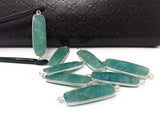 Amazonite Gemstone Bar Connector, Silver Bezel Briolette Connectors, Jewelry Supplies for Jewelry Making, Wholesale Jewelry Findings, 1 Pc