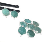 Sterling Silver Amazonite Gemstone Connector, Bulk Charms, Jewelry Supplies for Jewelry Making, Wholesale Jewelry Findings, 1 Pc