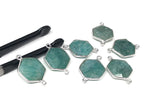 Sterling Silver Amazonite Gemstone Connector, Bulk Charms, Jewelry Supplies for Jewelry Making, Wholesale Jewelry Findings, 1 Pc