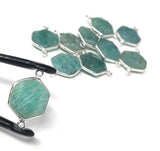 Sterling Silver Amazonite Gemstone Connector, Bulk Charms, Jewelry Supplies for Jewelry Making, Wholesale Jewelry Findings, 1 Pc