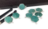 Sterling Silver Amazonite Gemstone Connector, Bulk Charms, Jewelry Supplies for Jewelry Making, Wholesale Jewelry Findings, 1 Pc