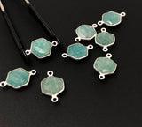 Sterling Silver Amazonite Gemstone Connector, Briolette Connectors, Jewelry Supplies for Jewelry Making, Wholesale Jewelry Findings, 1 Pc