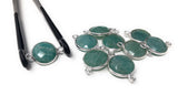 Sterling Silver Amazonite Gemstone Connector, Bulk Charms, Jewelry Supplies for Jewelry Making, Wholesale Jewelry Findings, 1 Pc