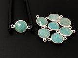 Sterling Silver Amazonite Gemstone Connector, Bulk Charms, Jewelry Supplies for Jewelry Making, Wholesale Jewelry Findings, 1 Pc