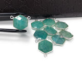 Sterling Silver Amazonite Gemstone Connector, Bulk Charms, Jewelry Supplies for Jewelry Making, Wholesale Jewelry Findings, 1 Pc