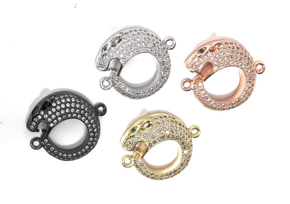 CZ Micro Pave Leopard Connector, Pave Findings, CZ Pave Link Charm Connectors, Jewelry Findings, Jewelry Supplies, DIY Jewelry Making, 1 Pc