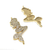 CZ Micro Pave Mermaid Connector, Pave Findings, CZ Gold Plated Connectors, Jewelry Findings, Jewelry Supplies for DIY Jewelry Making, 1 Pc