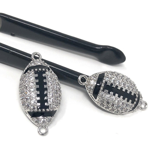 CZ Micro Pave Rugby Enamel Connector, Pave Findings, Pave Connectors, Jewelry Findings, Jewelry Supplies for DIY Jewelry Making, 1 Pc