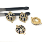 CZ Micro Pave Basketball Connector, Pave Findings, Pave Connectors, Jewelry Findings, Jewelry Supplies for DIY Jewelry Making, 1 Pc