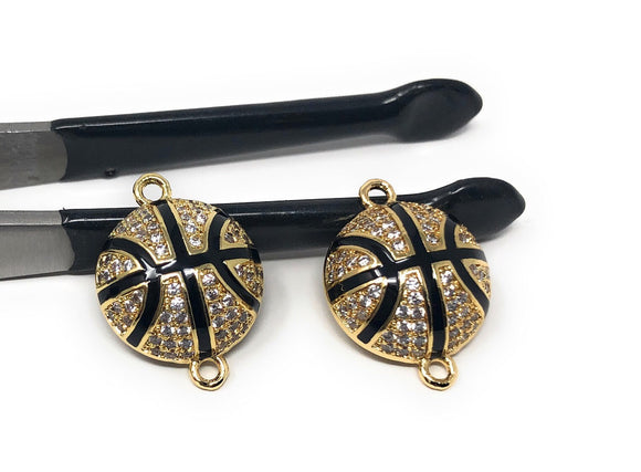 CZ Micro Pave Basketball Connector, Pave Findings, Pave Connectors, Jewelry Findings, Jewelry Supplies for DIY Jewelry Making, 1 Pc