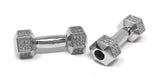 Pave Dumbbell Beads, CZ Micro Pave Fitness Dumbbell Connector Beads, Jewelry Supplies, Jewelry Findings for DIY Jewelry Making, 23mmX7mm