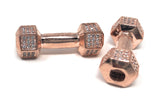 Pave Dumbbell Beads, CZ Micro Pave Fitness Dumbbell Connector Beads, Jewelry Supplies, Jewelry Findings for DIY Jewelry Making, 23mmX7mm