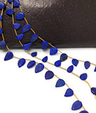 Lapis Lazuli Carved Leaf Gemstone Beads, Natural Gemstone Beads, Beading Supplies for DIY Jewelry Making, Wholesale Bulk Beads, 8" Strand