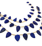 Lapis Lazuli Carved Leaf Gemstone Beads, Natural Gemstone Beads, Beading Supplies for DIY Jewelry Making, Wholesale Bulk Beads, 8" Strand