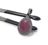 Pink Sapphire Gemstone Pendant, Sterling Silver Pave Diamond Pendant, Spiritual Healing Heart Chakra Jewelry, September Birthstone Jewelry