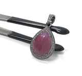 Pink Sapphire Gemstone Pendant, Sterling Silver Pave Diamond Pendant, Spiritual Healing Heart Chakra Jewelry, September Birthstone Jewelry