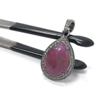 Pink Sapphire Gemstone Pendant, Sterling Silver Pave Diamond Pendant, Spiritual Healing Heart Chakra Jewelry, September Birthstone Jewelry