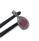 Pink Sapphire Gemstone Pendant, Sterling Silver Pave Diamond Pendant, Spiritual Healing Heart Chakra Jewelry, September Birthstone Jewelry