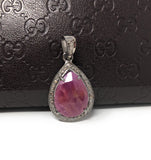 Pink Sapphire Gemstone Pendant, Sterling Silver Pave Diamond Pendant, Spiritual Healing Heart Chakra Jewelry, September Birthstone Jewelry