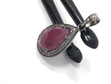 Sterling Silver Pink Sapphire Diamond Pendant, Gemstone Pendant, Pave Diamond Pendant, Natural Sapphire Gemstone Jewelry, Gifts for Her