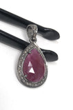 Sterling Silver Pink Sapphire Diamond Pendant, Gemstone Pendant, Pave Diamond Pendant, Natural Sapphire Gemstone Jewelry, Gifts for Her