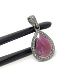 Pink Sapphire Crystal Pendant, Silver Diamond Gemstone Pendant, Holistic Meditation Jewelry, Heart Chakra Healing Pendant, Spiritual Jewelry