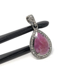 Pink Sapphire Crystal Pendant, Silver Diamond Gemstone Pendant, Holistic Meditation Jewelry, Heart Chakra Healing Pendant, Spiritual Jewelry