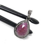 Pink Sapphire Crystal Pendant, Silver Diamond Gemstone Pendant, Holistic Meditation Jewelry, Heart Chakra Healing Pendant, Spiritual Jewelry