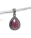 Pink Sapphire Crystal Pendant, Silver Diamond Gemstone Pendant, Holistic Meditation Jewelry, Heart Chakra Healing Pendant, Spiritual Jewelry