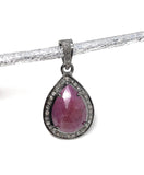 Pink Sapphire Crystal Pendant, Silver Diamond Gemstone Pendant, Holistic Meditation Jewelry, Heart Chakra Healing Pendant, Spiritual Jewelry