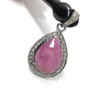 Sterling Silver Pink Sapphire Diamond Pendant, Gemstone Pendant, Pave Diamond Pendant, Natural Sapphire Gemstone Jewelry, Gifts for Her