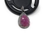 Sterling Silver Pink Sapphire Diamond Pendant, Gemstone Pendant, Pave Diamond Pendant, Natural Sapphire Gemstone Jewelry, Gifts for Her