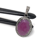 Pink Sapphire Gemstone Pendant, Silver Diamond Pendant, Heart Chakra September Birthstone Jewelry, Spiritual Healing Crystal Jewelry Gifts