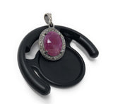 Pink Sapphire Pendant, Pave Diamond Gemstone Jewelry, Heart Chakra Spiritual Healing Crystal Jewelry, September Birthstone Jewelry Gifts