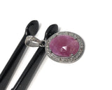 Pink Sapphire Pendant, Pave Diamond Gemstone Jewelry, Heart Chakra Spiritual Healing Crystal Jewelry, September Birthstone Jewelry Gifts