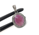 Pink Sapphire Pendant, Pave Diamond Gemstone Jewelry, Heart Chakra Spiritual Healing Crystal Jewelry, September Birthstone Jewelry Gifts