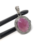 Pink Sapphire Pendant, Pave Diamond Gemstone Jewelry, Heart Chakra Spiritual Healing Crystal Jewelry, September Birthstone Jewelry Gifts