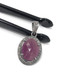 Pink Sapphire Diamond Pendant, Sterling Silver Gemstone Pendant, Pave Diamond Pendant, Natural Sapphire Gemstone Jewelry, Gifts for Her