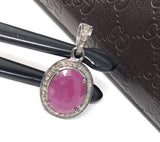 Pink Sapphire Diamond Pendant, Silver Jewelry, Healing Crystal Gemstone Pendant, Spiritual Jewelry, Meditation September Birthstone Jewelry