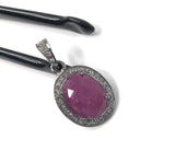 Pink Sapphire Diamond Pendant, Silver Jewelry, Healing Crystal Gemstone Pendant, Spiritual Jewelry, Meditation September Birthstone Jewelry