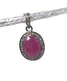 Pink Sapphire Diamond Pendant, Silver Jewelry, Healing Crystal Gemstone Pendant, Spiritual Jewelry, Meditation September Birthstone Jewelry