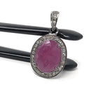 Pink Sapphire Diamond Pendant, Silver Jewelry, Healing Crystal Gemstone Pendant, Spiritual Jewelry, Meditation September Birthstone Jewelry