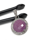 Sterling Silver Pink Sapphire Diamond Pendant, Gemstone Pendant, Pave Diamond Pendant, Natural Sapphire Gemstone Jewelry, Gifts for Her