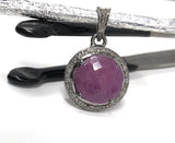 Sterling Silver Pink Sapphire Diamond Pendant, Gemstone Pendant, Pave Diamond Pendant, Natural Sapphire Gemstone Jewelry, Gifts for Her