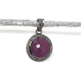 Sterling Silver Pink Sapphire Diamond Pendant, Gemstone Pendant, Pave Diamond Pendant, Natural Sapphire Gemstone Jewelry, Gifts for Her