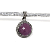 Sterling Silver Pink Sapphire Diamond Pendant, Gemstone Pendant, Pave Diamond Pendant, Natural Sapphire Gemstone Jewelry, Gifts for Her