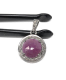 Sterling Silver Pink Sapphire Diamond Pendant, Gemstone Pendant, Pave Diamond Pendant, Natural Sapphire Gemstone Jewelry, Gifts for Her