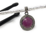 Sterling Silver Pink Sapphire Diamond Pendant, Gemstone Pendant, Pave Diamond Pendant, Natural Sapphire Gemstone Jewelry, Gifts for Her